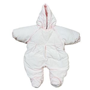 Absorba Light Pink Hooded Puffer Pram Bunting Snowsuit Baby Girl Size 3M